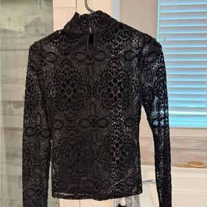 PAIGE Black Lace Long Sleeve Top